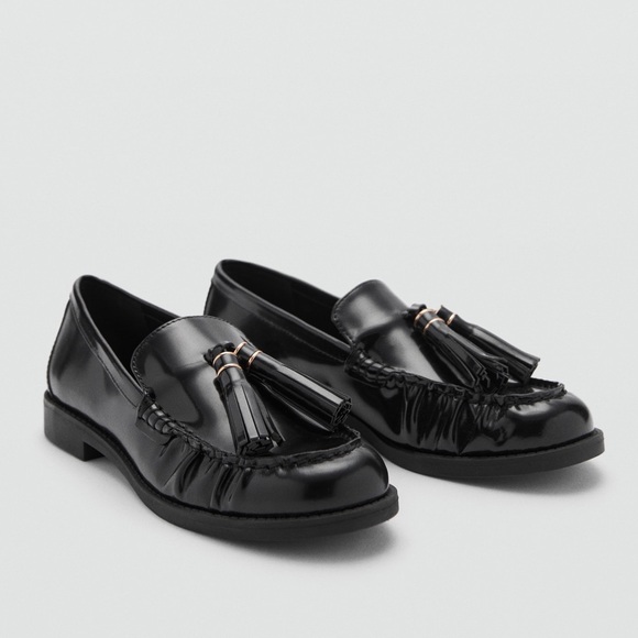 Mango Shoes - $139 NEW Mango MNG leather Loafers with Tassels in Black Euro 37 US 6.5